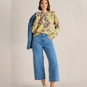 White Stuff Blue Tia Wide Leg Crop Jeans